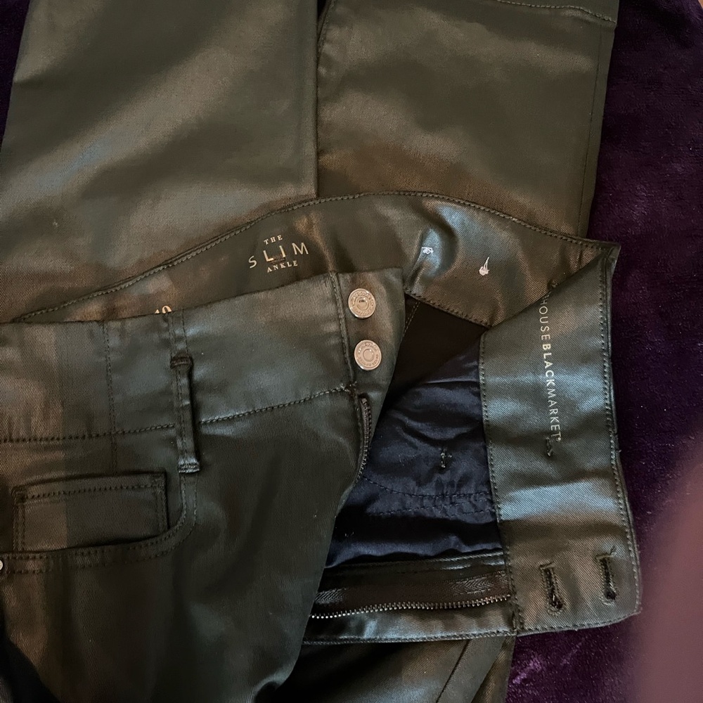 White House Black Market Men's Slim Faux Leather Jeans in Black - Picture 12 of 16